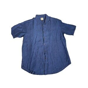 Jos A Bank Button Down Men’s Large Linen Blue Short Sleeve